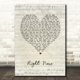 One Direction Right Now Script Heart Song Lyric Wall Art Print