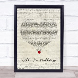 O-Town All Or Nothing Script Heart Song Lyric Wall Art Print