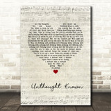 Pearl Jam Unthought Known Script Heart Song Lyric Wall Art Print