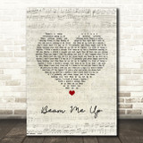 Pink Beam Me Up Script Heart Song Lyric Wall Art Print