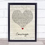 Pink Courage Script Heart Song Lyric Wall Art Print