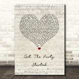 Pink Get The Party Started Script Heart Song Lyric Wall Art Print