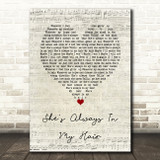 Prince and The Revolution She's Always In My Hair Script Heart Song Lyric Wall Art Print
