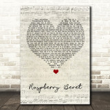 Prince Raspberry Beret Script Heart Song Lyric Wall Art Print
