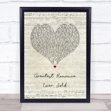 Prince The Greatest Romance Ever Sold Script Heart Song Lyric Wall Art Print