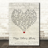 Quincy Jones Miss Celie's Blues Script Heart Song Lyric Wall Art Print