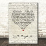 Red Hot Chili Peppers Dont Forget Me Script Heart Song Lyric Wall Art Print