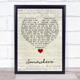 Barbra Streisand Somewhere Script Heart Song Lyric Wall Art Print
