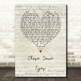 Rhodes Close Your Eyes Script Heart Song Lyric Wall Art Print
