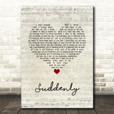Angry Anderson Suddenly Script Heart Song Lyric Quote Music Print