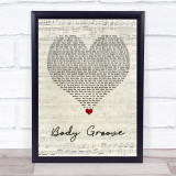 Architechs Body Groove Script Heart Song Lyric Quote Music Print