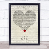 Azealia Banks 212 Script Heart Song Lyric Quote Music Print
