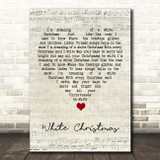 Bing Crosby White Christmas Script Heart Song Lyric Quote Music Print