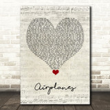 BoB Airplanes Script Heart Song Lyric Quote Music Print