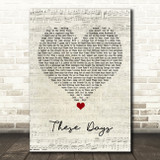 Bon Jovi These Days Script Heart Song Lyric Quote Music Print