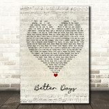 Bruce Springsteen Better Days Script Heart Song Lyric Quote Music Print