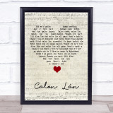 Cerys Matthews Calon Lân Script Heart Song Lyric Quote Music Print