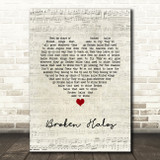 Chris Stapleton Broken Halos Script Heart Song Lyric Quote Music Print