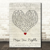 Cliff Richard Miss You Nights Script Heart Song Lyric Quote Music Print