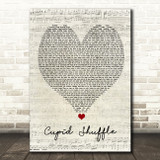 Cupid Cupid Shuffle Script Heart Song Lyric Quote Music Print
