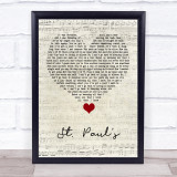 Deaf Havana St Paul's Script Heart Song Lyric Quote Music Print