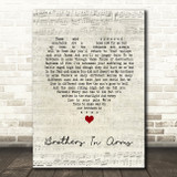 Dire Straits Brothers In Arms Script Heart Song Lyric Quote Music Print