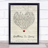 Dire Straits Brothers In Arms Script Heart Song Lyric Quote Music Print