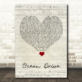 Duke Dumont Ocean Drive Script Heart Song Lyric Quote Music Print