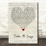 Eagles Take It Easy Script Heart Song Lyric Quote Music Print