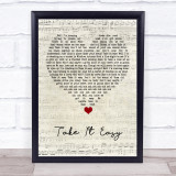 Eagles Take It Easy Script Heart Song Lyric Quote Music Print