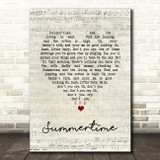 Ella Fitzgerald Summertime Script Heart Song Lyric Quote Music Print