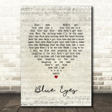 Elton John Blue Eyes Script Heart Song Lyric Quote Music Print