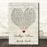 Elton John Goodbye Yellow Brick Road Script Heart Song Lyric Quote Music Print