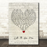 Elvis Presley Let It Be Me Script Heart Song Lyric Quote Music Print