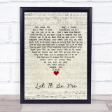 Elvis Presley Let It Be Me Script Heart Song Lyric Quote Music Print
