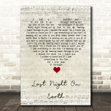 Green Day Last Night On Earth Script Heart Song Lyric Quote Music Print