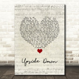 Jack Johnson Upside Down Script Heart Song Lyric Quote Music Print