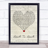 James Blunt Heart To Heart Script Heart Song Lyric Quote Music Print