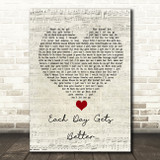 John Legend Each Day Gets Better Script Heart Song Lyric Quote Music Print