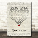 Journey Open Arms Script Heart Song Lyric Quote Music Print