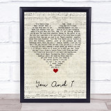 Lady Gaga You And I Script Heart Song Lyric Quote Music Print