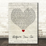 Lewis Capaldi Before You Go Script Heart Song Lyric Quote Music Print
