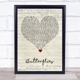 Lucy Spraggan Butterflies Script Heart Song Lyric Quote Music Print