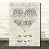 Luke Combs She Got the Best of Me Script Heart Song Lyric Quote Music Print