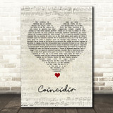 Macaco Coincidir Script Heart Song Lyric Quote Music Print