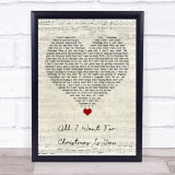 Mariah Carey All I Want For Christmas Is You Script Heart Song Lyric Quote Music Print