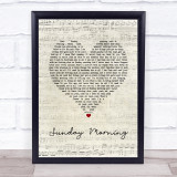Maroon 5 Sunday Morning Script Heart Song Lyric Quote Music Print