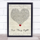 Marshmello & Kane Brown One Thing Right Script Heart Song Lyric Quote Music Print