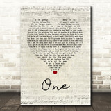 Mary J Blige feat. U2 One Script Heart Song Lyric Quote Music Print