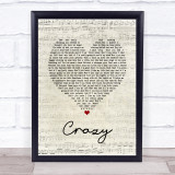 Pat Green Crazy Script Heart Song Lyric Quote Music Print
